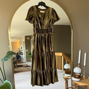 Taylor Velvet Maxi Dress in Olive